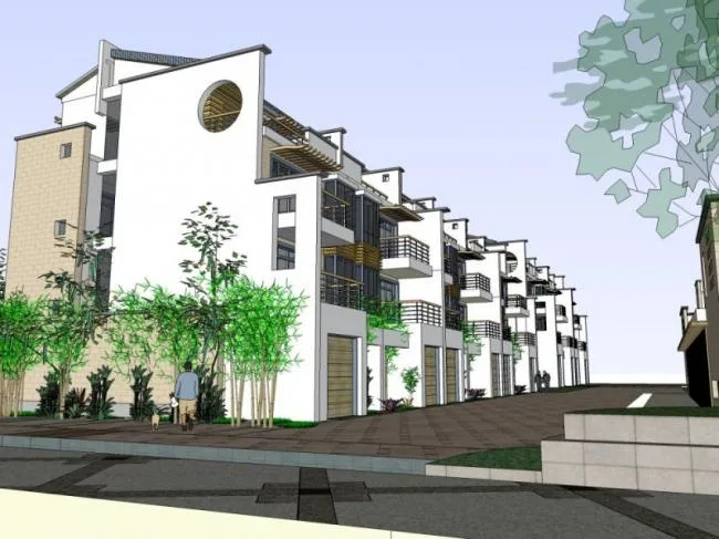 Sketchup Villa Model | Villa Cluster, Modern Chinese Style