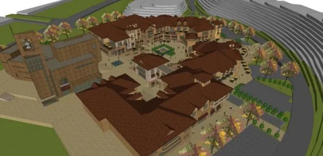 Sketchup Business Model | Multi story Commercial Street, Spanish Style