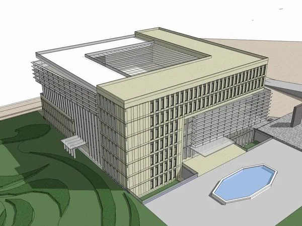 Modern Multi-Story Office Building Model in SketchUp