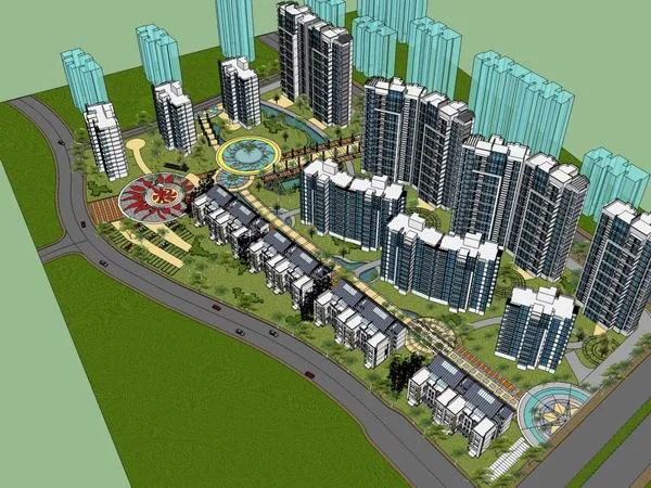 Sketchup Planning Model | Multi story Residential Planning, Modern Style, 4+13+20 Floors