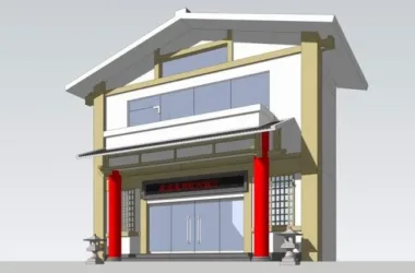 SketchUp Material Model: Chinese-Style Commercial Storefront-BIM WORLD