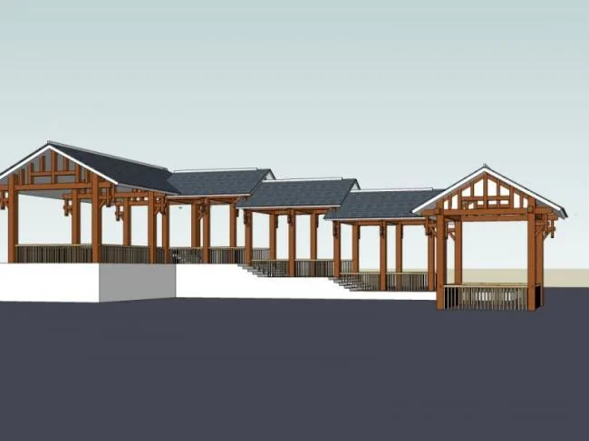 Sketchup Sketch Model | Pavilion, Chinese Style, Sketch