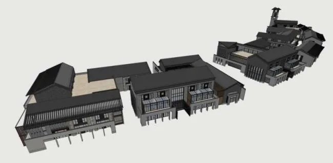 Sketchup Business Model | Multi story Commercial Street, Chinese Style