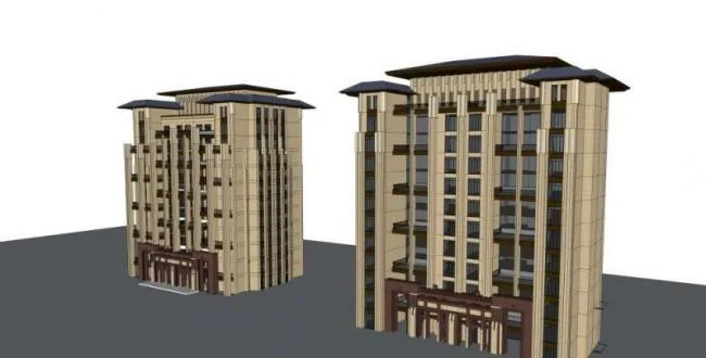 Sketchup Residential Model | Multi story Residence, Flat Floor, Residential Building, Classical Style