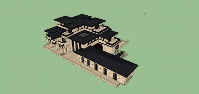 Sketchup Business Model | Multi story Clubhouse, Grassland Style, Commercial Architecture, Knight Style