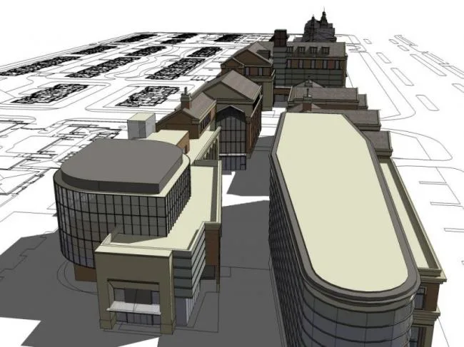 Sketchup Business Model | Multi story Commercial Street, British Style