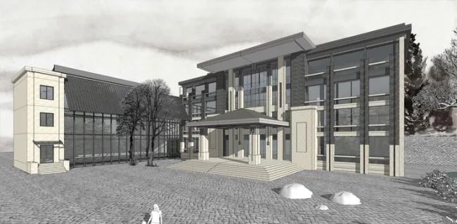 Sketchup Office Model | Multi story Office Building, Commercial Building, Chinese Style, Landscape Design, Water Landscape