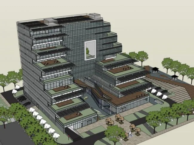 Sketchup Office Model | Multi Story Office Building, Modern Style