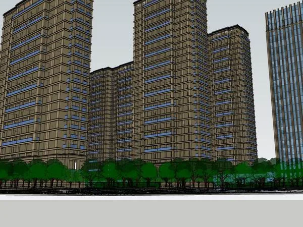 Sketchup Residential Model | High rise residential building, modern style, 28 floors