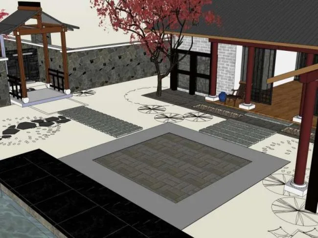 Sketchup Residential Model | Courtyard Residence, Chinese Style