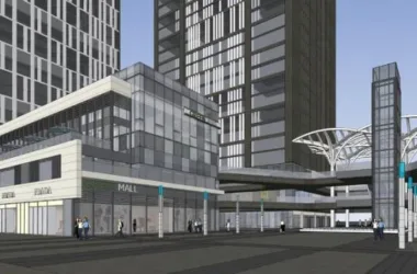 Modern High-Rise Office Building with Ground-Floor Commercial Podium in SketchUp Model-BIM WORLD