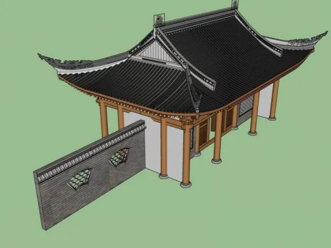 Sketchup Sketch Model | Gate, Chinese Style, Sketch