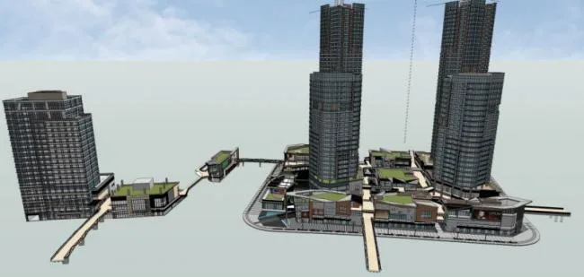 Sketchup Complex Model | Super high-rise office building, multi story commercial complex, residential, modern style