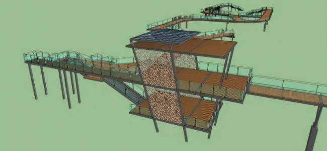 Sketchup Landscape Model | Waterfront Corridor Landscape, Modern Style