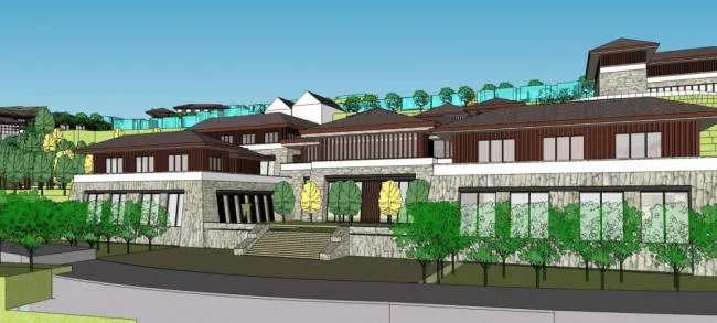Sketchup Hotel Model | Tangfeng Resort, Multi story Hotel, Chinese Style