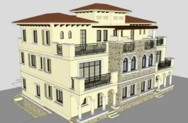 Mediterranean and Classical Stacked Villa SketchUp Model-BIM WORLD