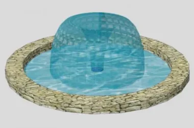 SketchUp Material Model: Modern Water Fountain Landscape Sculpture Component-BIM WORLD
