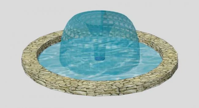 SketchUp Material Model: Modern Water Fountain Landscape Sculpture Component