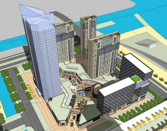 Sketchup Complex Model | Super High rise Office Building, Complex, Ground Floor, Modern Style