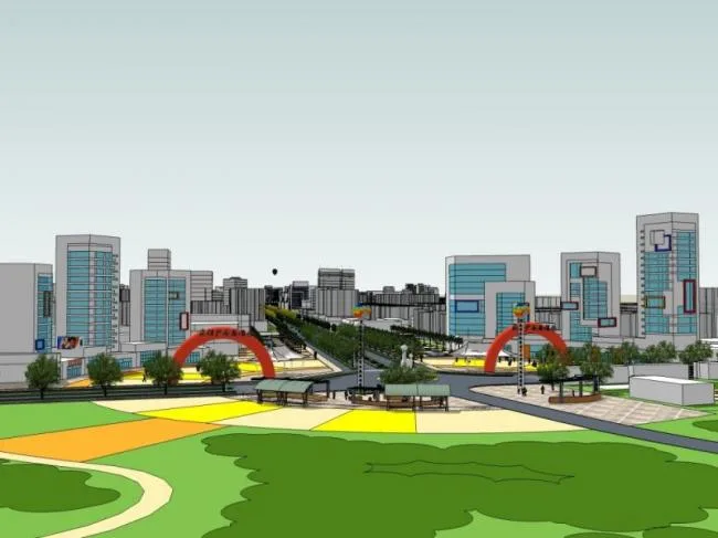 Sketchup Landscape Model | Urban Avenue Landscape, Road Landscape, Street Landscape, Modern Style