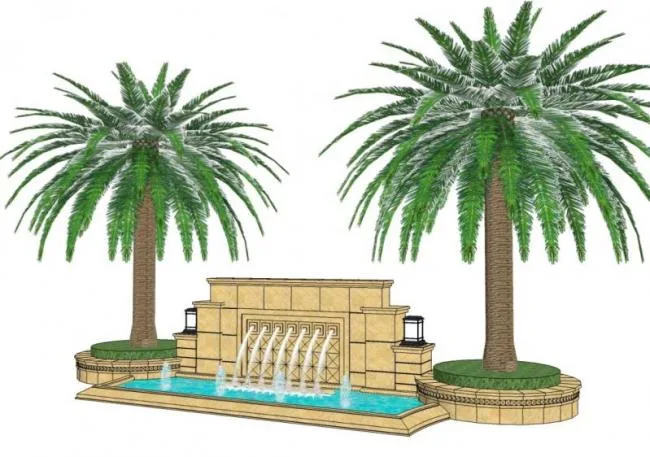 Classical Style Water Wall SketchUp Material and Model Component for Landscape Design