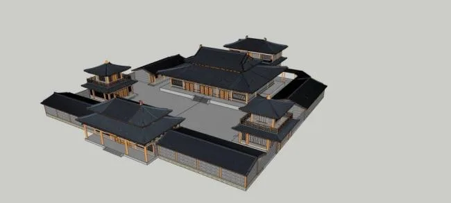 SketchUp Model of Ancient Chinese Multi-Story Temple Architecture
