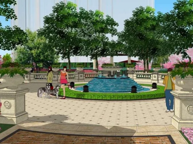 Sketchup Landscape Model | Community Landscape, Residential Landscape, Classical Style