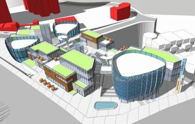 Sketchup Business Model | Multi story Modern Commercial Street, Modern Style