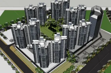 SketchUp Model of Modern High-Rise Residential Complex with Ground-Floor Retail at Yuehai International-BIM WORLD