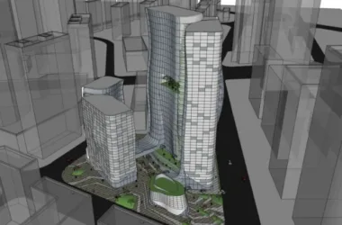 SketchUp Model of a Modern Multi-Story High-Rise Mixed-Use Commercial and Office Complex-BIM WORLD