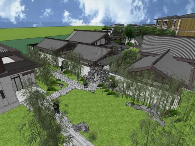 Sketchup Landscape Model | Courtyard Landscape, Chinese Style
