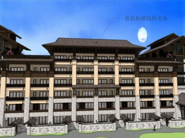 Sketchup Hotel Model | Multi story Mountain Hotel, Chinese Style