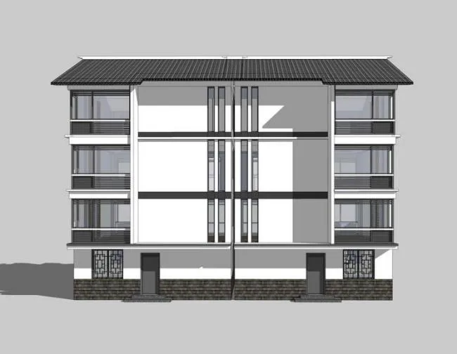 Sketchup Residential Model | Multi story Rural Residence, Residential Building, Chinese Style