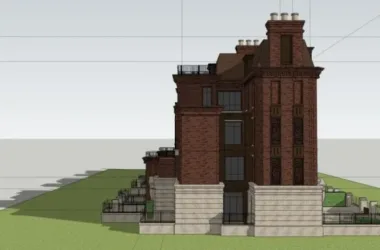 SketchUp Residential Model: Multi-Story Classical European Townhouse-BIM WORLD