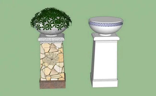 Sketchup Material Model | European Flower Bowl Landscape Sculpture Model Material Component