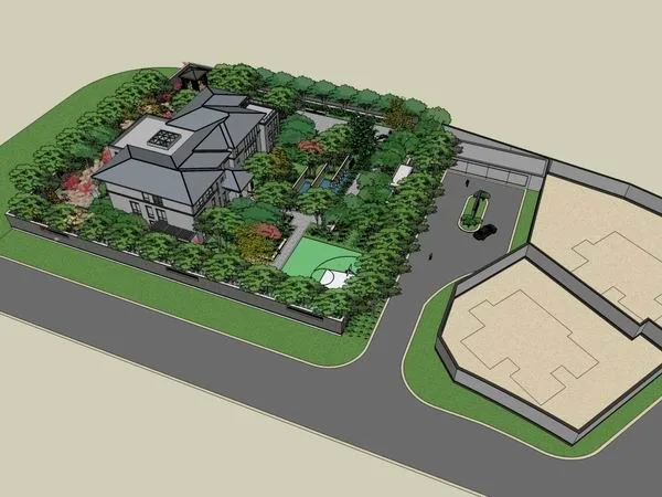 Sketchup Villa Model | Private Villa Residence, Modern Chinese Style