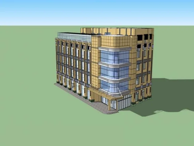 Modern Multi-Story Office Building Model in SketchUp