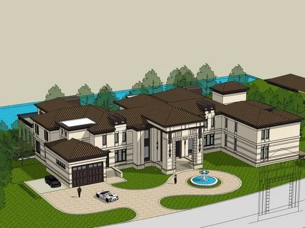 Sketchup Villa Model | Single Family Villa, Classical Style