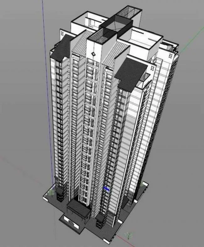 Modern Chinese-Style Super High-Rise Residential Building in SketchUp