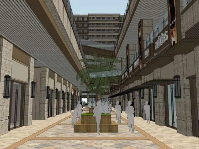 Sketchup Business Model | Multi story Commercial Street, Modern Style