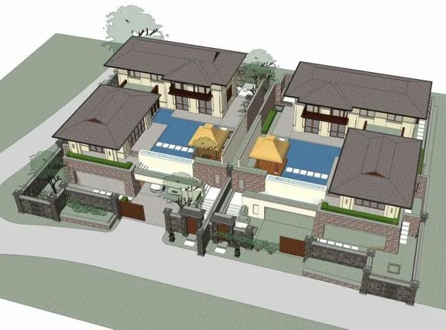 SketchUp Villa Model: Dai-Style Detached Classical Villa
