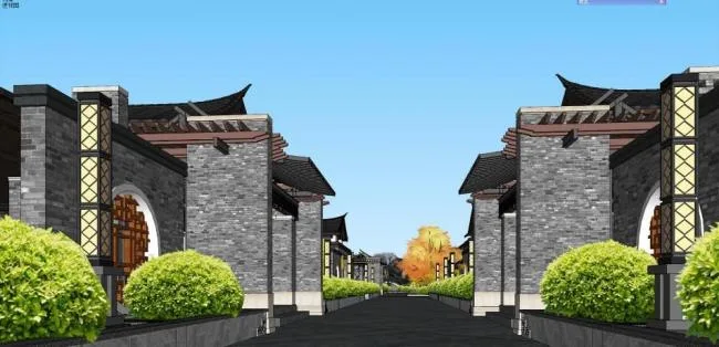 Sketchup Business Model | Chinese style Courtyard, Antique Architecture Complex, Multi story Commercial Street