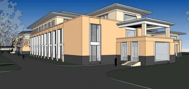 Sketchup Business Model | Multi story Commercial Club, Grassland Style