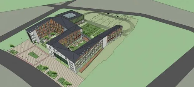 Sketchup School Model | Multi story School, Educational Building, Teaching Building, New Chinese Style