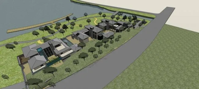 Sketchup Villa Model | Lake Villa Cluster, Chinese Style, Multi story Residential Building, Single Family Villa