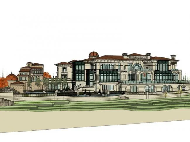 Sketchup Business Model | Multi story Clubhouse, Classical Style