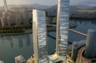 SketchUp Model of a Modern High-Rise Commercial Complex Featuring Offices and a Hotel-BIM WORLD