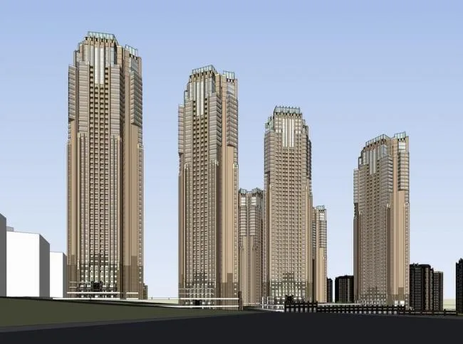 Sketchup Residential Model | Super high-rise residential building, modern style, residential architecture