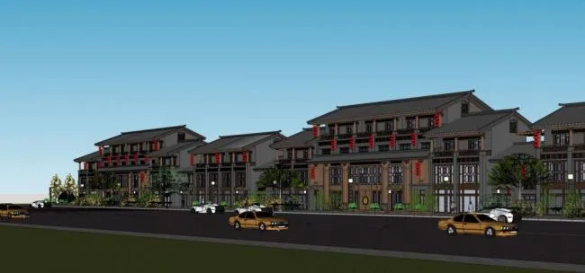 Sketchup Business Model | Multi story Commercial Street, Shopping Mall, Chinese Style