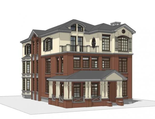Sketchup Villa Model | Single Family Villa, Classical Style